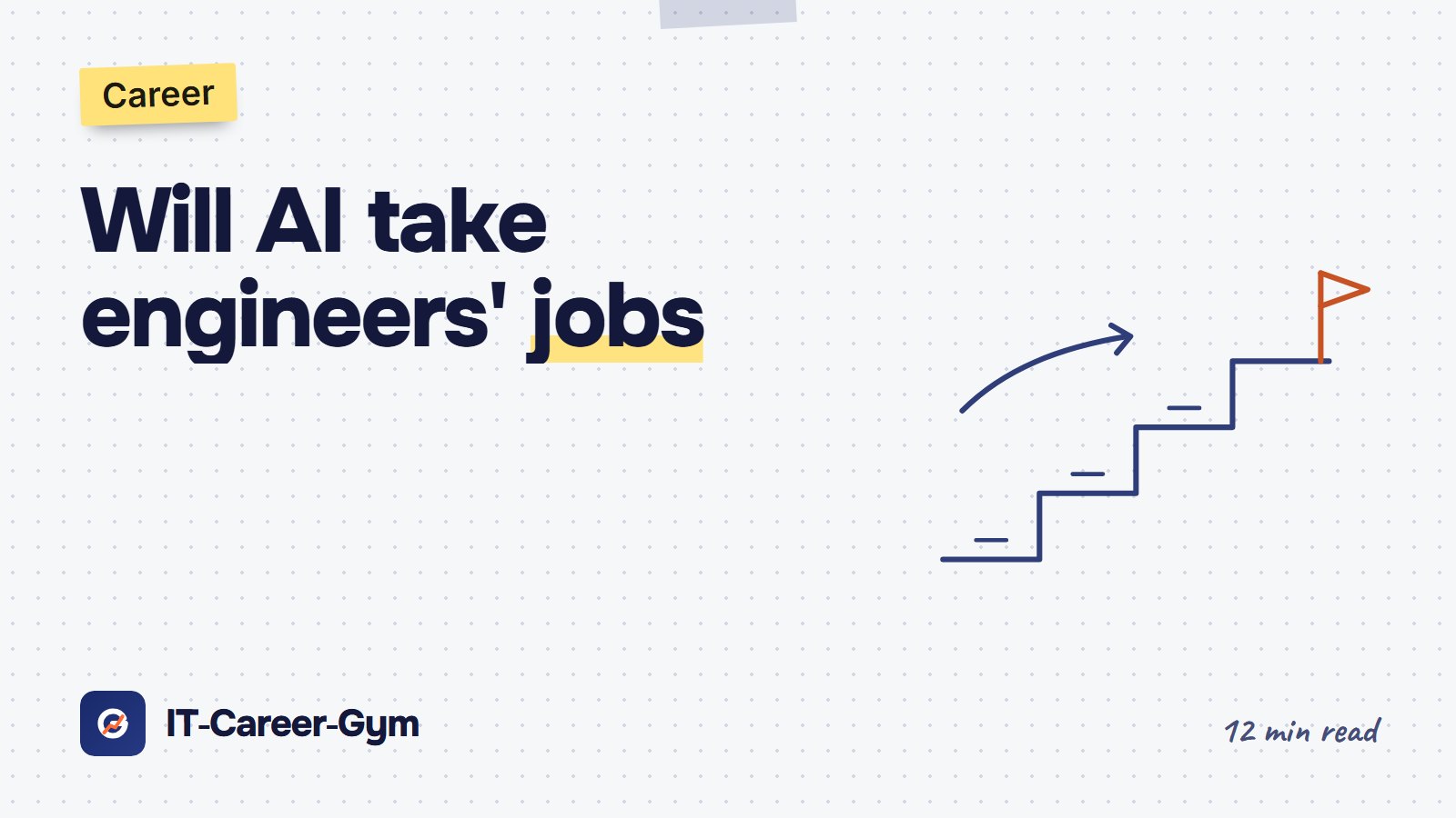 A man climbing a staircase of gears and server racks into the clouds — the rising bar for engineers in the AI era, IT Career Gym